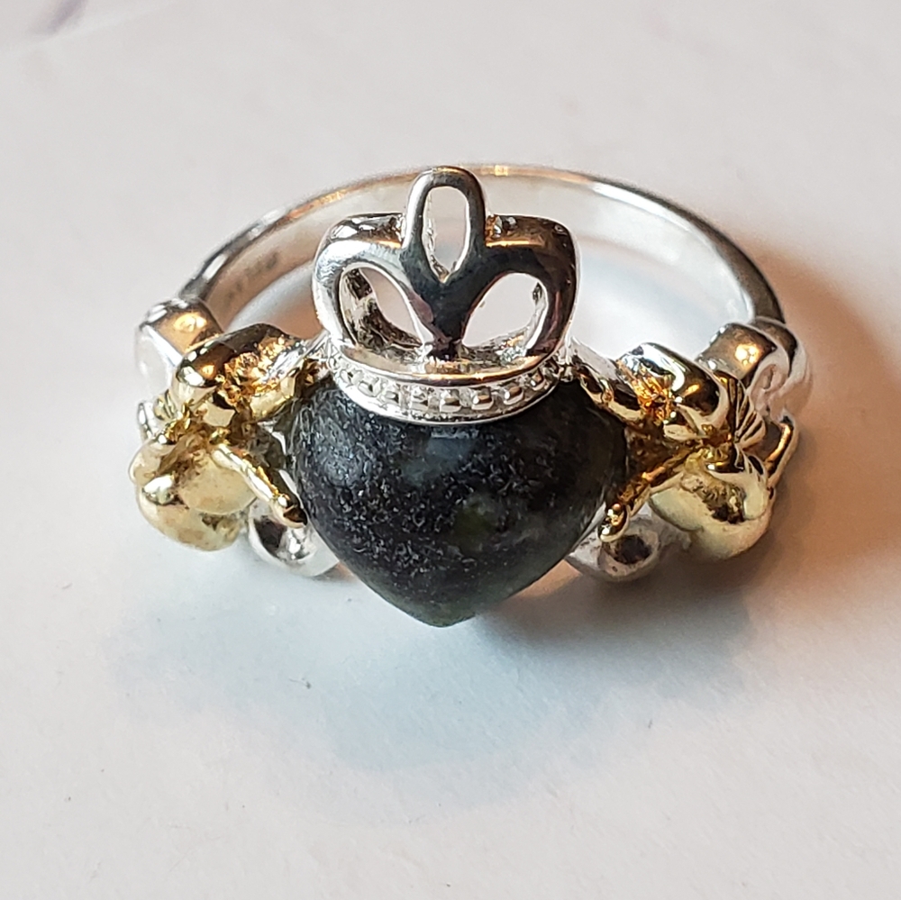 Crown Heart Silver and Gold Ring